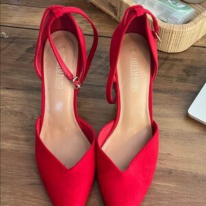 Dream Pairs Red Ankle Strap Heels